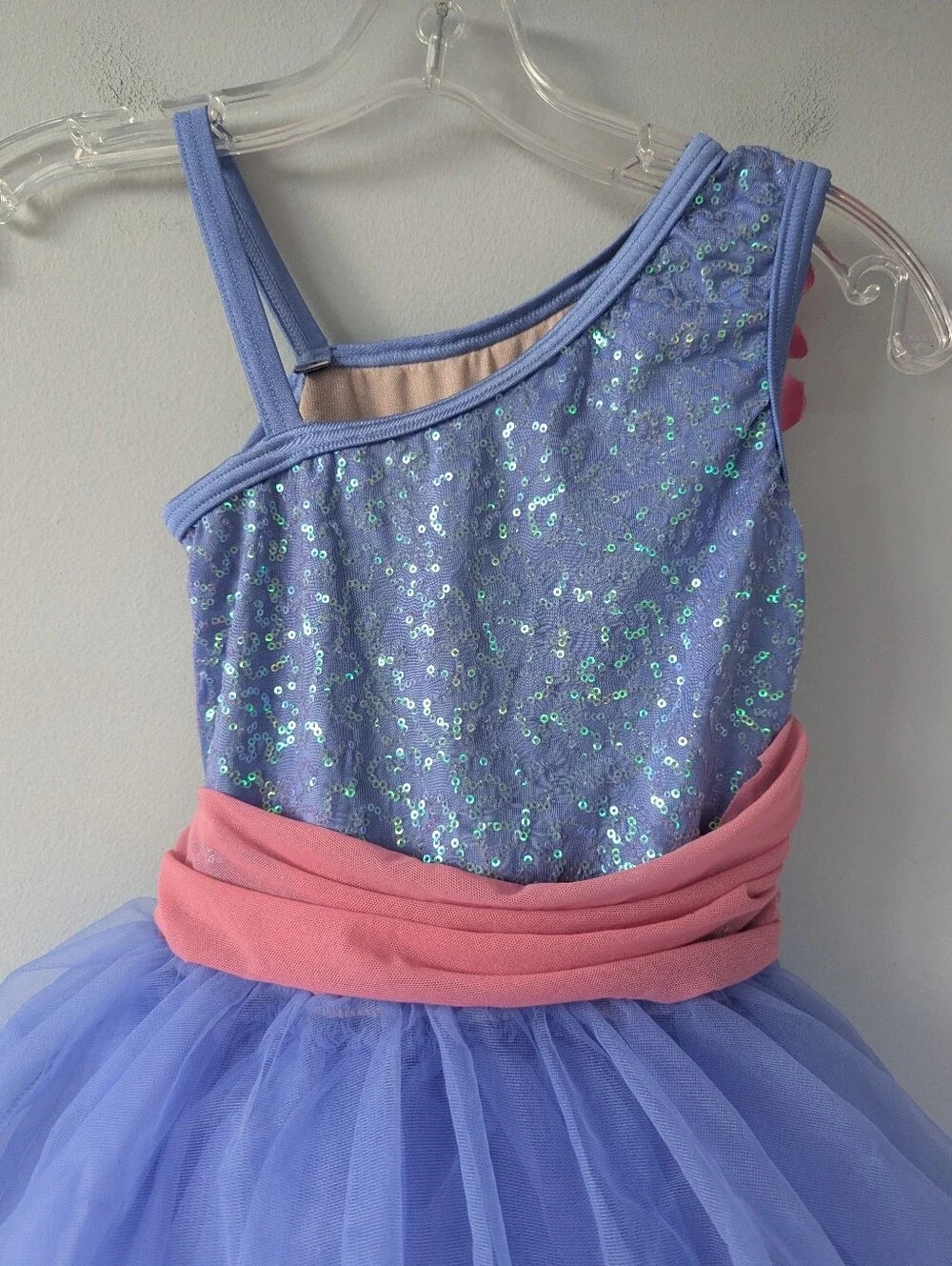 Weissman Girls Periwinkle Sequin Pink Floral Ballet Dance Costume